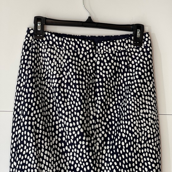 J Crew Women's Navy White Dot High Waisted Straight Pencil Cotton Midi Skirt, 00 - Picture 8 of 12
